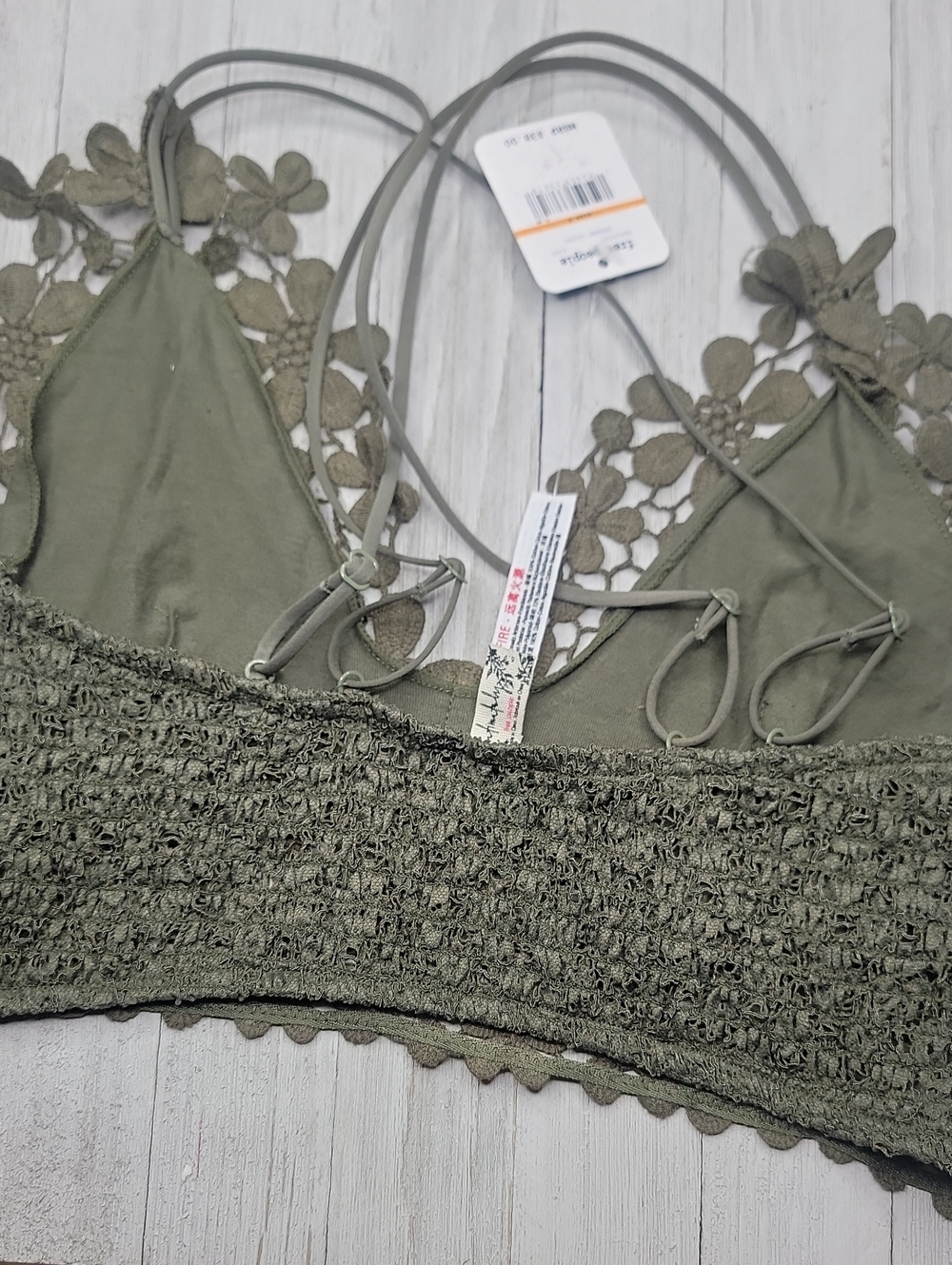 Free People Olive Green Crochet Floral Bralette - Picture 8 of 8